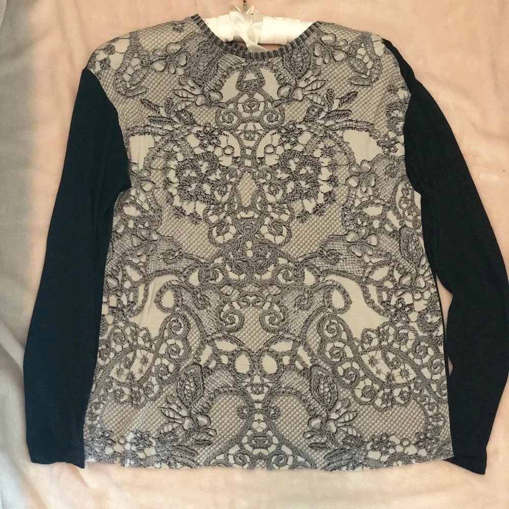 Zara W & B Collection Grey Long Sleeves Top